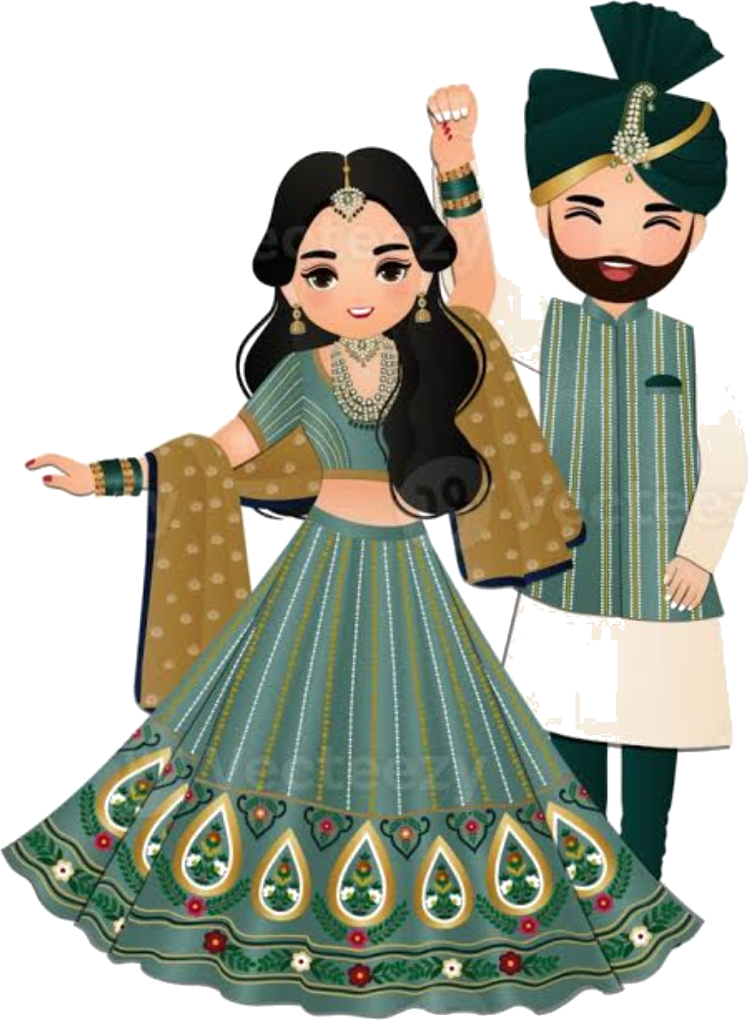 Baraat celebration couple clipart