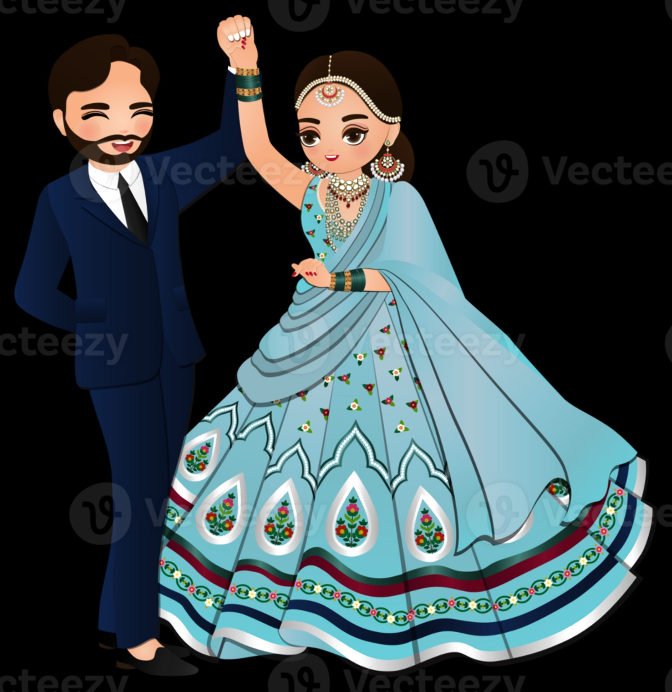 Indian couple dancing clipart for DJ Night