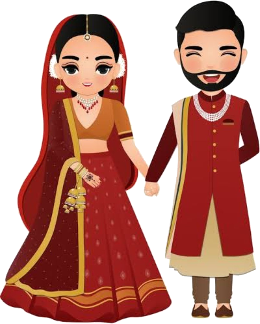 Indian bride and groom wedding clipart