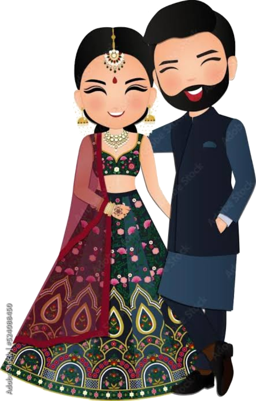 Newlywed Indian couple clipart for reception